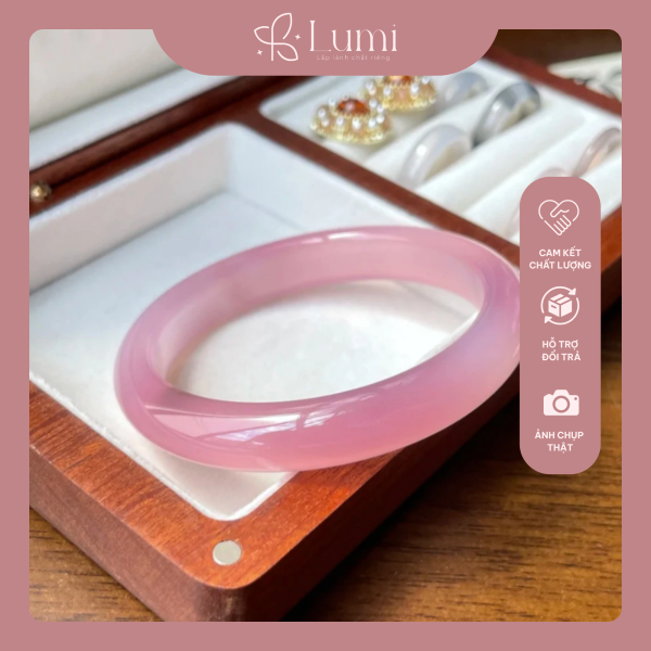 Vòng Tay Đá Mắt Mèo Hồng Pastel Lumi 50/52/54/56/58ni Phong Thuỷ Sang Trọng - Hình ảnh 2
