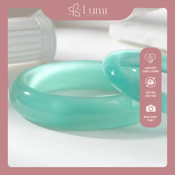 Vòng Tay Đá Mắt Mèo Xanh Dương Nhạt 50/52/54/56/58ni – Bình An & Sang Trọng | Lumi - Hình ảnh 3