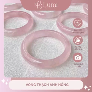 Vòng tay nữ đá Thạch Anh Hồng Phong Thuỷ Sang Trọng LUMI